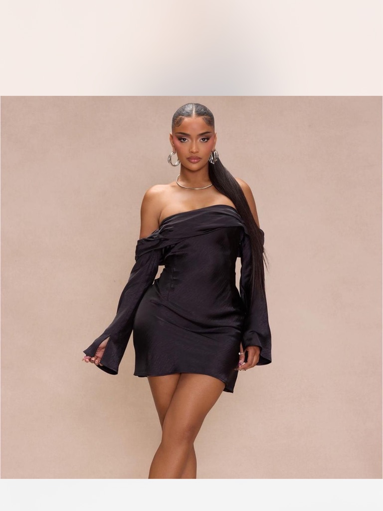 Fashion Nova One-Shoulder Black Satin Mini Dress